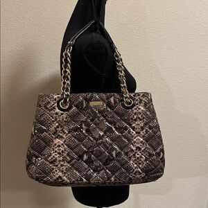 Kate Spade Quilted Snakeskin Embossed Tote Chain Strap